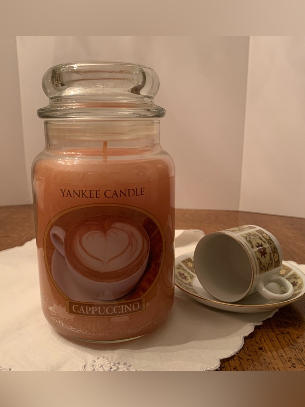 👀 NWT☕️YANKEE Candle CAPPUCCINO   Large 22 oz Jar Retired RARE